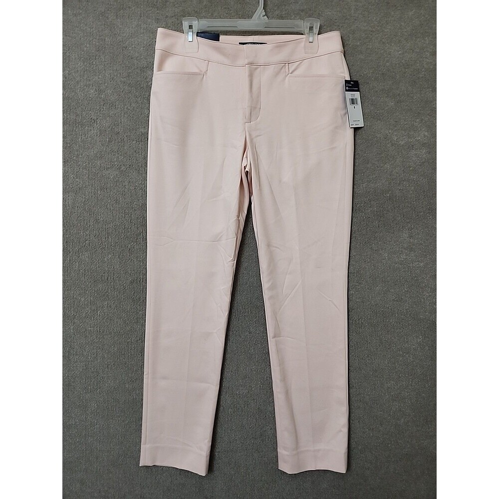 Chaps Perfectly Polished Dress Pants Womens 8 Pink Slimming Slim Leg Stretch NEW